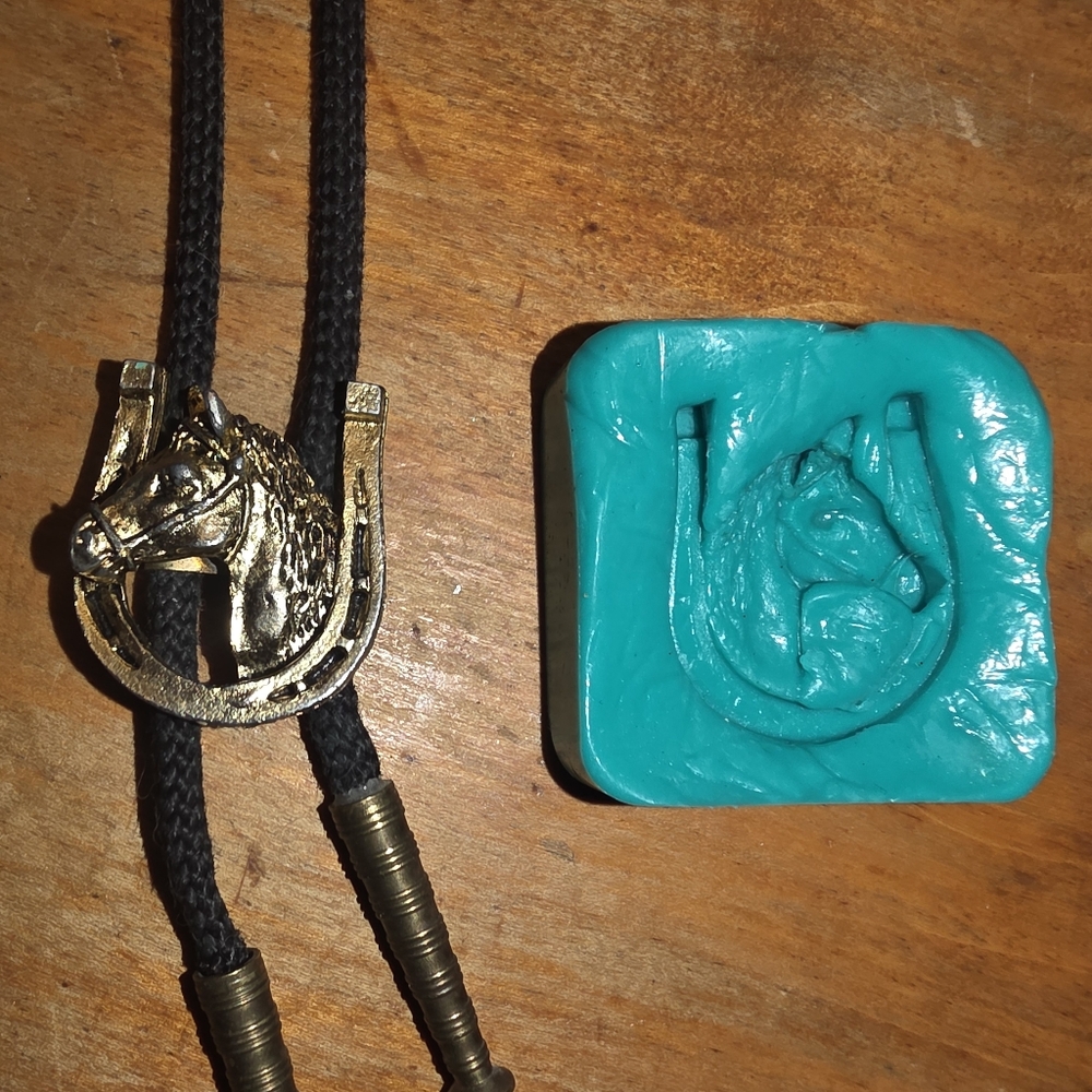 Small Horse Shoe With Lucky Horse Epoxy Resin / Polymer Clay Mold 1.5 Inch ~